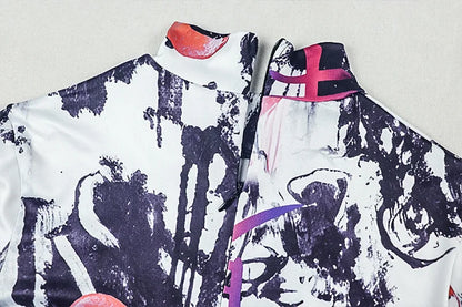 Weird Puss Sexy Colorful print Jumpsuit Women Wild Trend Full Sleeve O-Neck Stretch Skinny Midnight High Street Party Clubwear