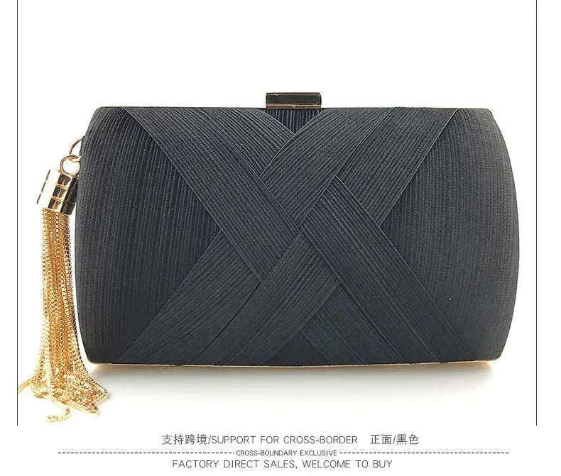 2024 New Fashion Women Evening Bags Tassel Ladies Clutch Purse Shoulder Chain Wedding Party Handbags Bags
