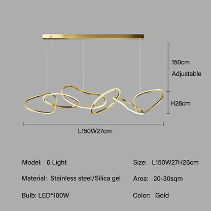 Modern Rose Gold LED Chandeliers Ligthing Nordic Lustre Home Decor Circle Rings Chandelier Hanging Pendant Lights Fixtures