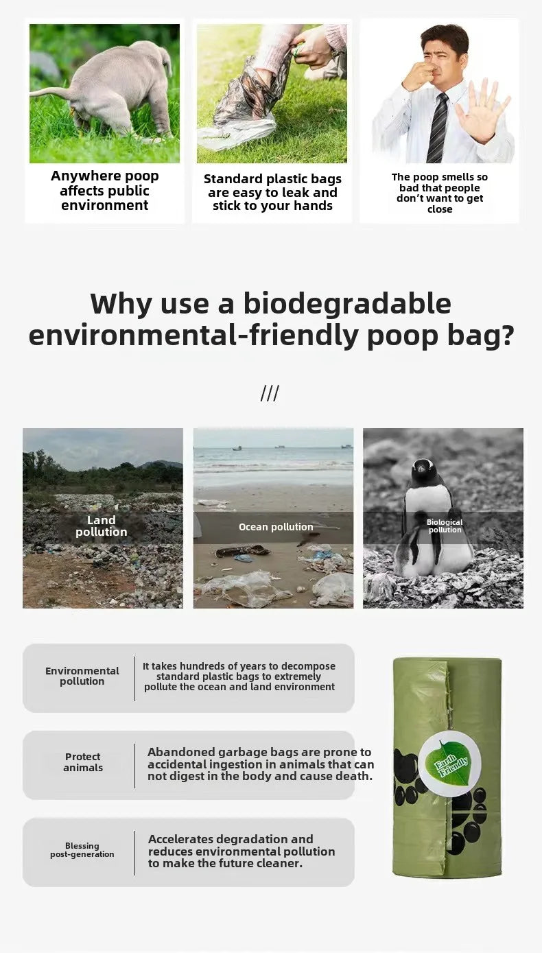 20Rolls Dog Poop Bag Outdoor Cleaning Poop Bag Biodegradable Cat Dog Garbage Bag with Dispenser Gift Dog Waste Bags Pet Supply