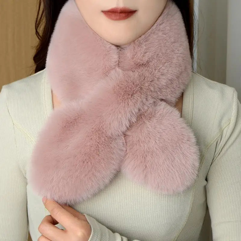 Winter Faux Rabbit Fur Scarf For Women Girls Scarf Soft Plush Scarves Solid Color Neck Collar Warmer Stuff Christmas Gifts