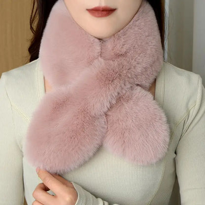 Winter Faux Rabbit Fur Scarf For Women Girls Scarf Soft Plush Scarves Solid Color Neck Collar Warmer Stuff Christmas Gifts