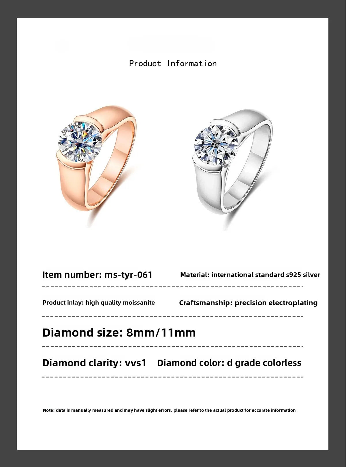 Carnica Luxury 925 Sterling Silver 2CT Real Moissanite Ring for Women GRA Simple Diamond Wedding Jewelry Gift Brilliant Hot New