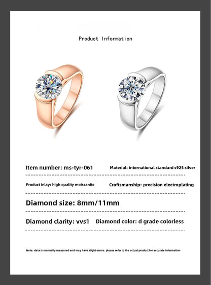 Carnica Luxury 925 Sterling Silver 2CT Real Moissanite Ring for Women GRA Simple Diamond Wedding Jewelry Gift Brilliant Hot New
