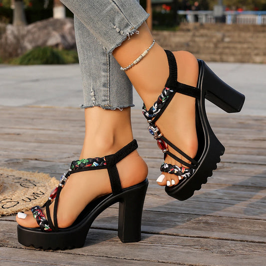 Vintage Rivet Decor Wedge Sandals for Women 2026 Summer High Heels Platform Sandals Woman Plus Size 43 Ankle Buckle Beach Shoes
