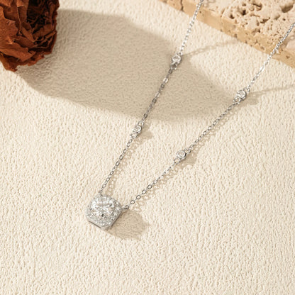 MODIAN Moissanite Necklace for Woman Wedding Fine Jewely with Certificates 925 Sterling Sliver Square Classic Pendant Necklace