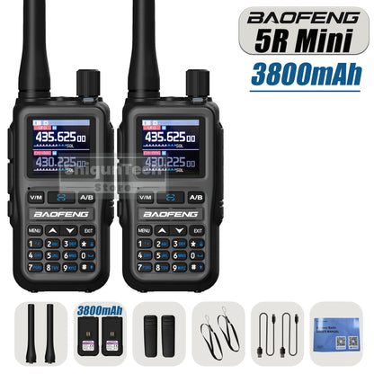 Baofeng UV 5R Mini Walkie Talkie 3800mAh High Capacity Air Band UHF/VHF FM Bluetooth Programming Type-C Camping Radio Upgrade 5R