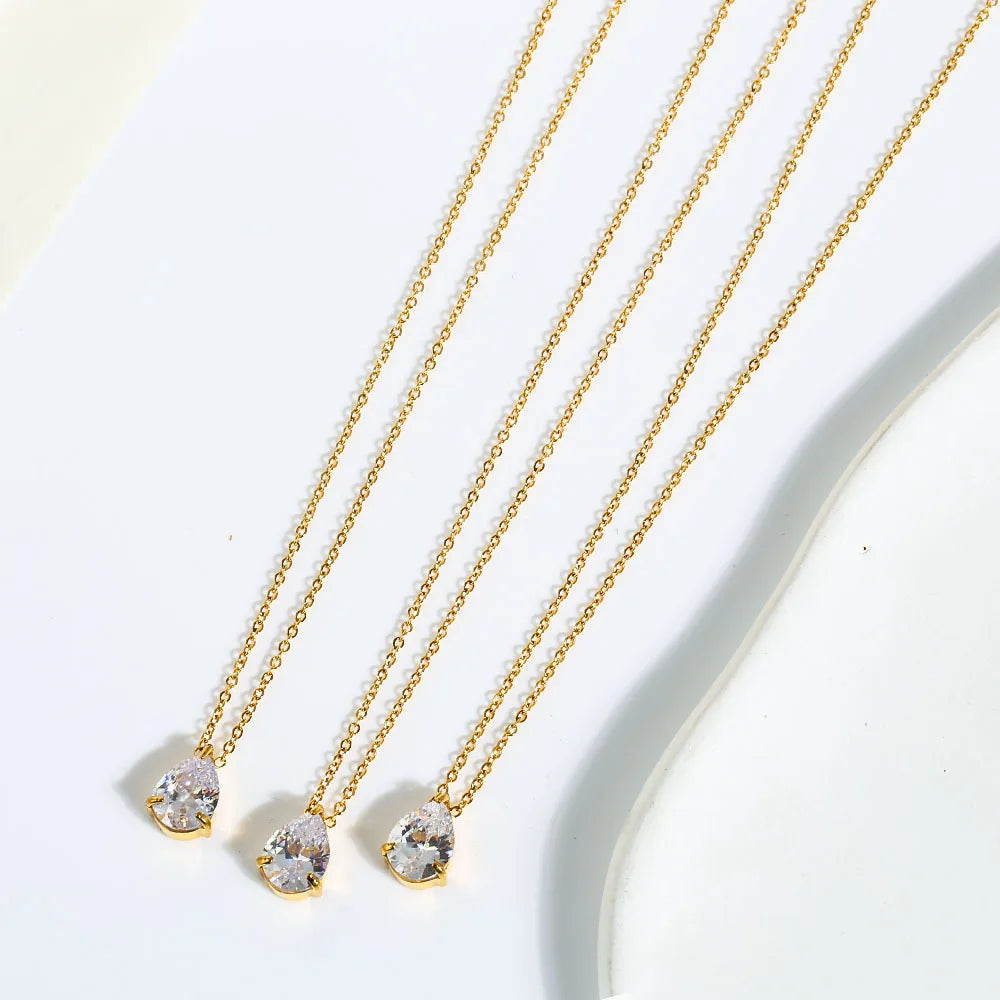 TY Certified 1CT 2CT Pear Cut D VVS1 Moissanite Necklace for Women 18k Gold Plated Jewelry 100% Sterling Silver 925 Pendant
