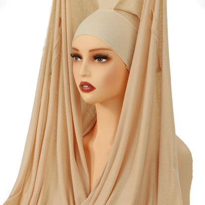 Newest Instant Chiffon Hijab With Magnetic Buckle Solid Color Woman Muslim Hijab Scarf Islamic Turban Fashion Headband Shawl