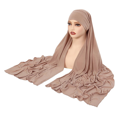 Crystal Hemp Women's Hijab Solid Color Muslim Ladies Turban Soft Elastic Headscarf Middle Eastern Head Wrap Head Scarf