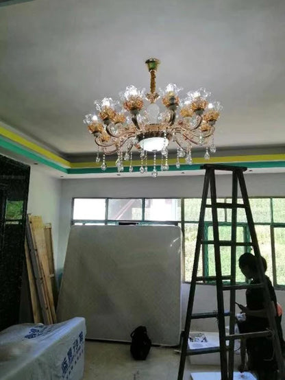 Luxury Living Room Chandelier Crystals Glass Hall Main Pendant Lamps Restaurant Bedroom French Creative Hanging Light Luminaire