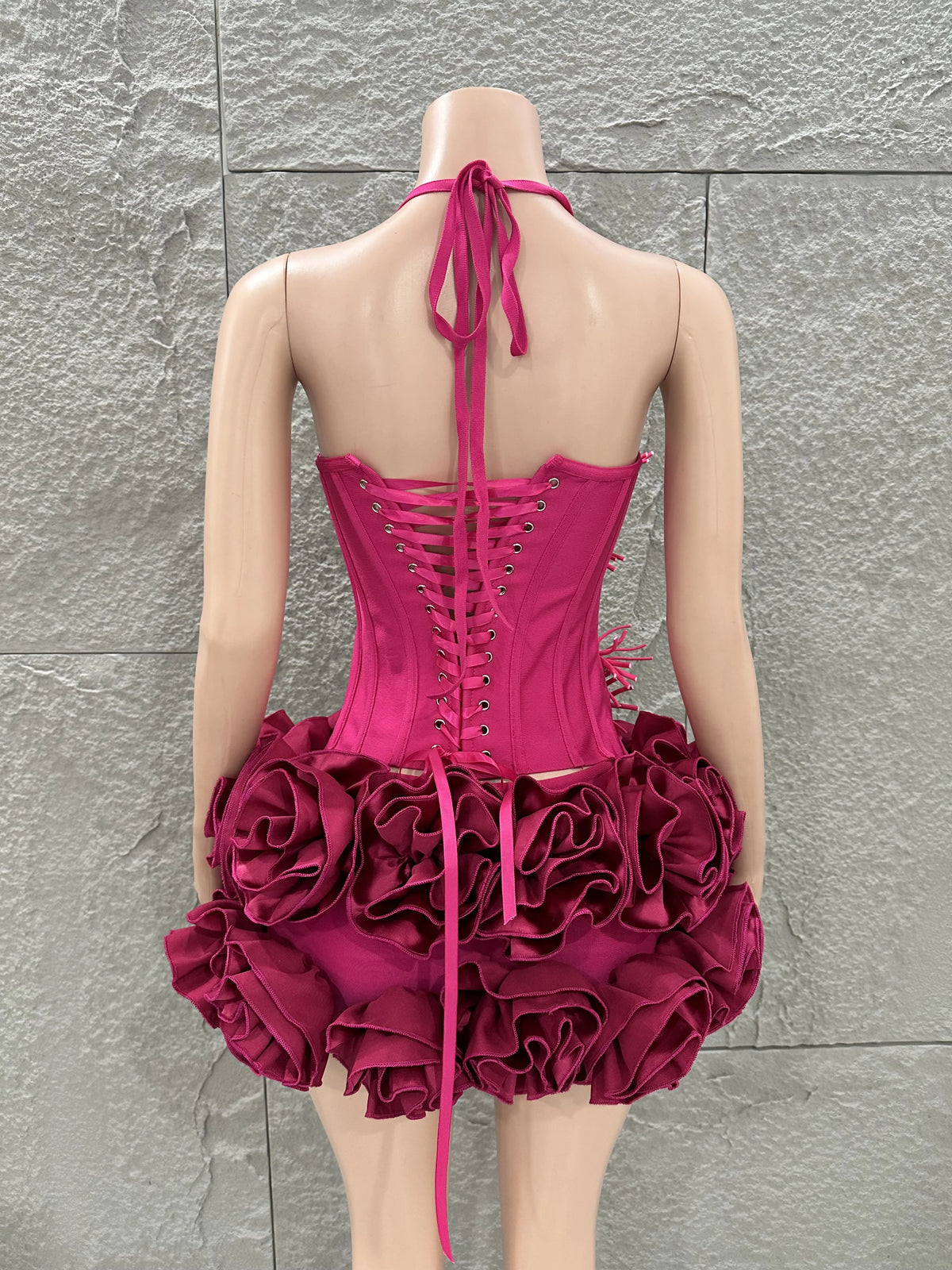 White Red Rose Color Women Sexy Strapless Full Florla Bodycon Mini Bandage Dress 2 Pieces Set Celebrate Nightclub Party Birthday