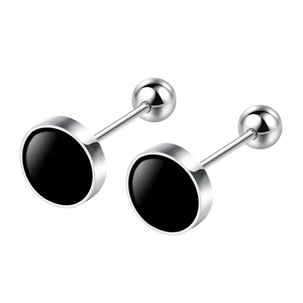 925 Sterling Silver Black Heart Star Round Stud Earrings for Women Engagement Luxury Quality Jewelry Wholesale Prevent Allergies