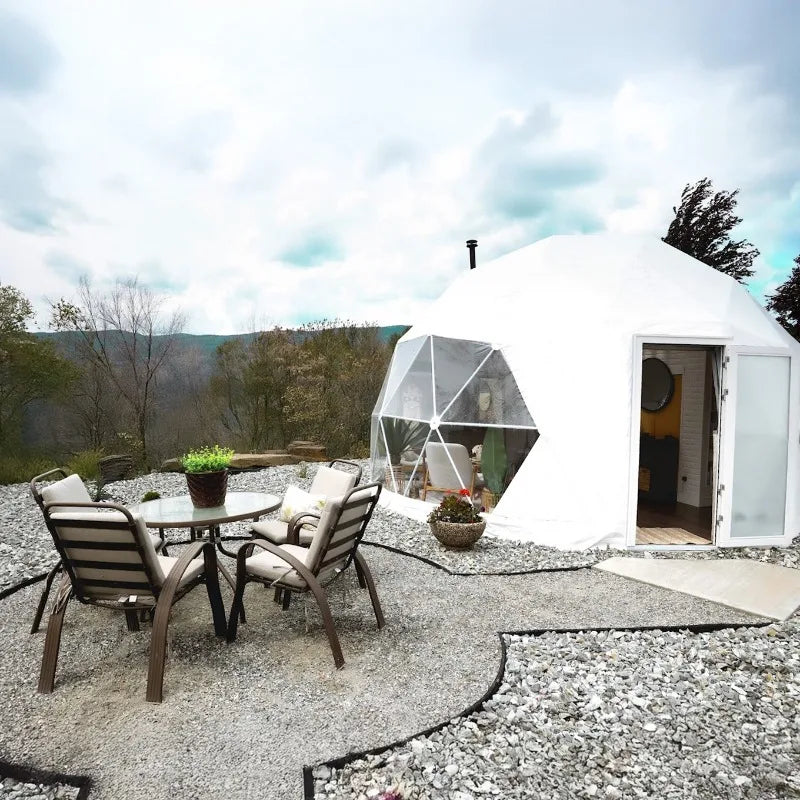 PVC Geodesic Dome Tent, Waterproof Windproof Snow Resistant Luxury Glamping Tent for Resort Hotel Outdoor Party Event Shelter