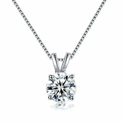 1CT 925 Silver Double Bail Four Prong Round Solitaire Pendant Necklace Round Cut D VVS1 Multi Color Moissanite Gift Fine Jewelry