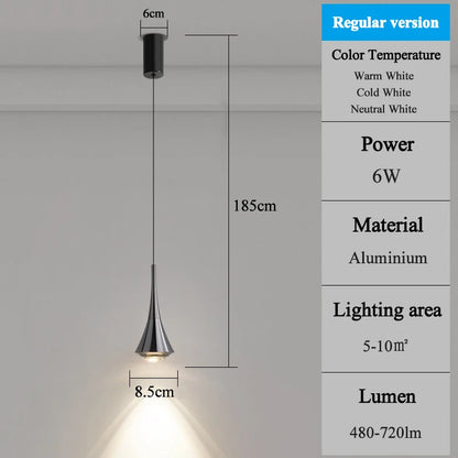 MARPOU Pendant Light 6W 3 Color Lights Adjustable Height LED Chandelier Modern Italian Design Simple Bedside Hanging Line Light