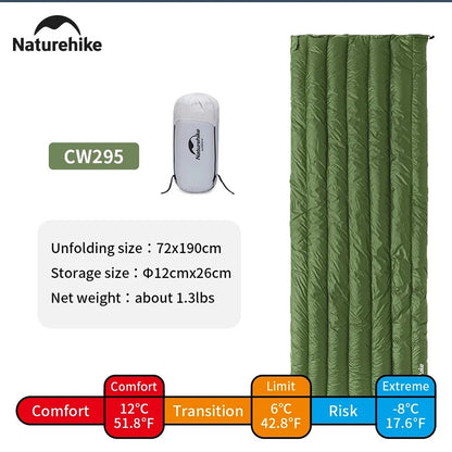 Naturehike CW295 Sleeping Bag Warm Waterproof Splicable Double Quilt 2 Person Ultralight Winter Camping Duck Down Sleeping Bags