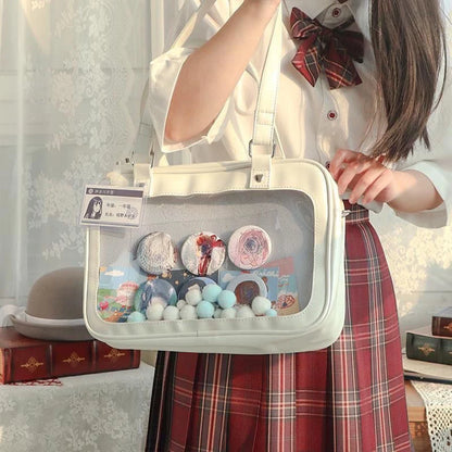 Harajuku Luxury Pu Ita Bag Crossbody Women Sweet Lolita Bags Cute Transparent Pocket Japanese Style Shoulder Purse Handbags