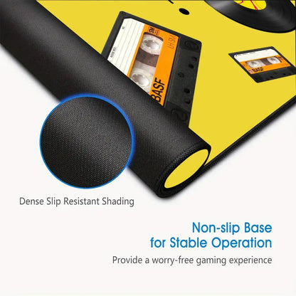 Large Size Mousepad Table Mat For Bedroom Learning Games Nostalgic Vinyl Cassette Themed For Laptop Office Desktop Mat