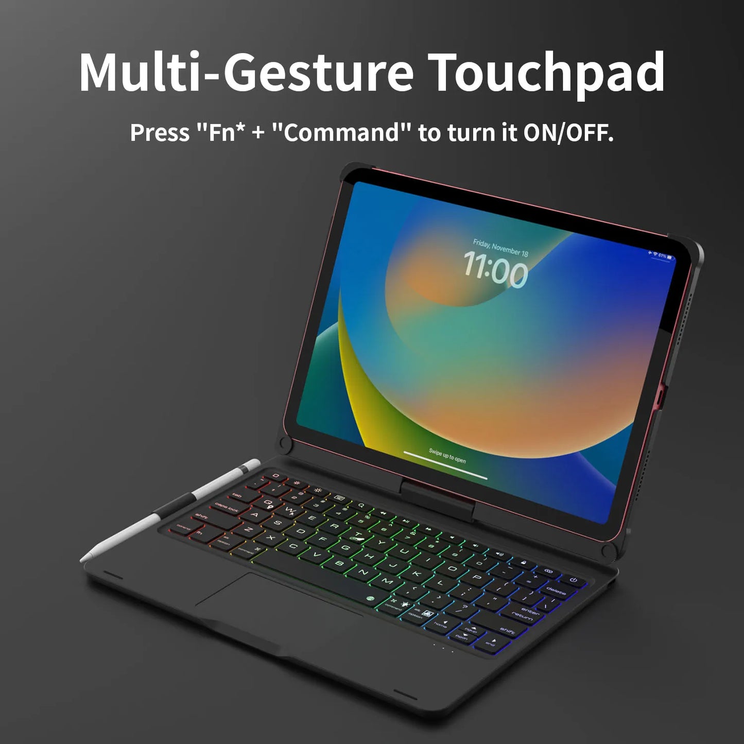 Backlit Keyboard Case with Trackpad & 360° Swivel for iPad 10th/11th Gen (A16), iPad Air 4th/5th Gen, and iPad Pro 11 (All Model