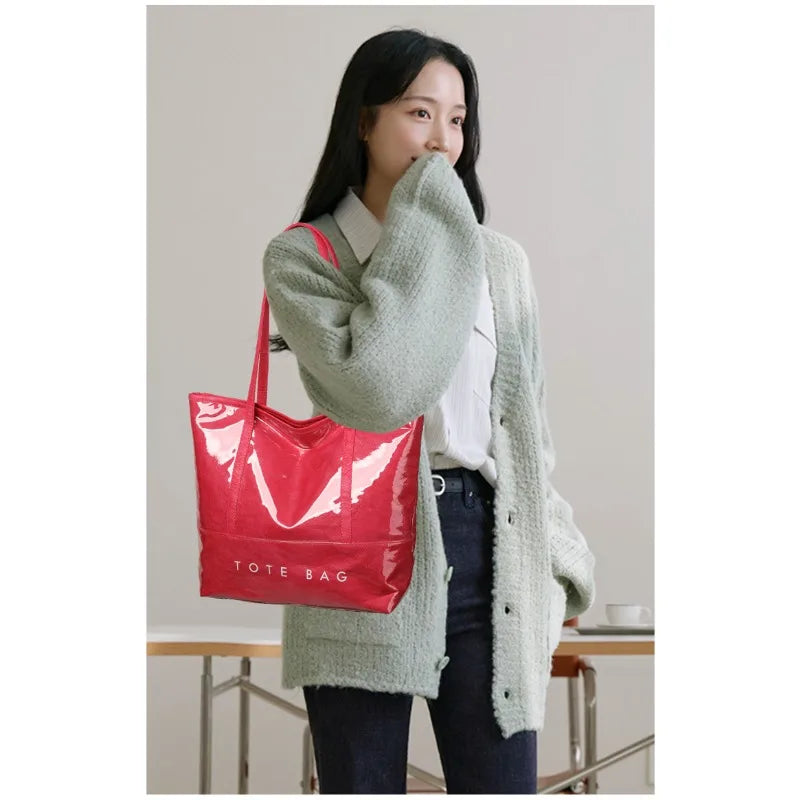 Fashion Large Capacity Tyvek Tote Bag, Waterproof Letter Print Shoulder Bags for Women Daily Shopping, Commuter Versatile Bag