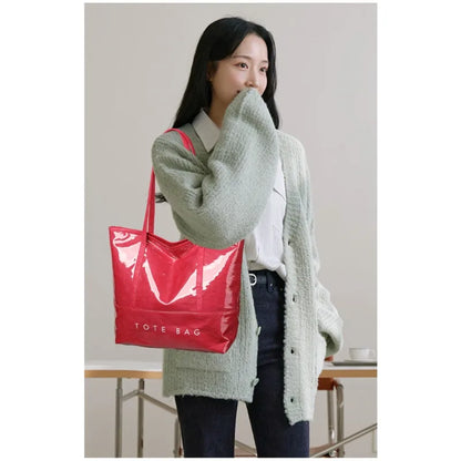 Fashion Large Capacity Tyvek Tote Bag, Waterproof Letter Print Shoulder Bags for Women Daily Shopping, Commuter Versatile Bag
