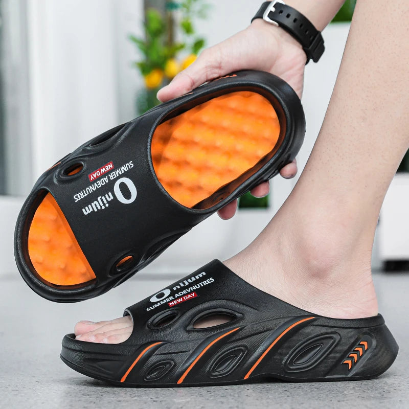 Summer Men's Massage Slippers Indoor Outdoor Sandals Beach Men Casual Shoes Comfortable Slides Flip-flop Men Women Home Slippers