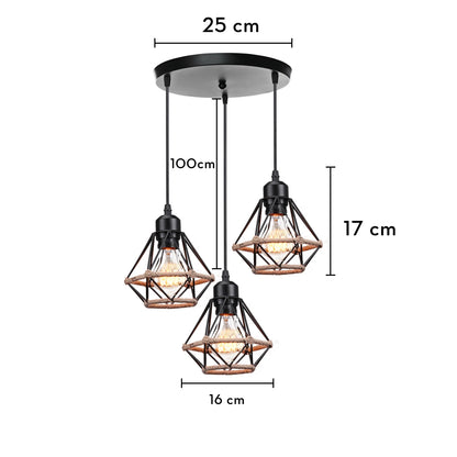 3 Heads Vintage Pendant Lights Wood Hanging Lamp Chandelier Industrial for Loft Dinning Living Room Kitchen Lighting Fixture LED