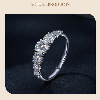 Bamoer Moissanite Ring Heart Setting D Color VVS1 EX Lab Diamond Ring 925 Sterling Silver for Women Engagement Wedding Jewelry