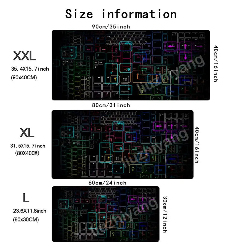 Cool Keyboard Mouse Pad Large Computer Office Game Table Mat Rubber Anti-slip Stitched Edge Keyboard Mats 60x30 Desk Pads