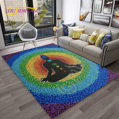 Naturalize Yoga Meditation Rainbow 7 Chakra Soft Carpet Rug for Home Living Room Bedroom Sofa Doormat Decor, Non-slip Floor Mat