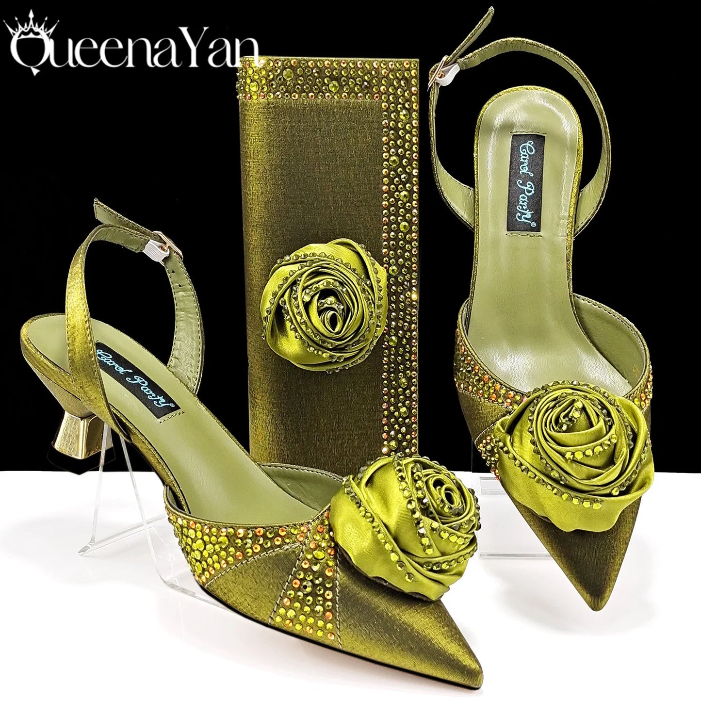 New Party Shoes And Bag Set Nigeria Handmade Flowers Decoration Lady Fashion Shoes and Bag Set for Wedding