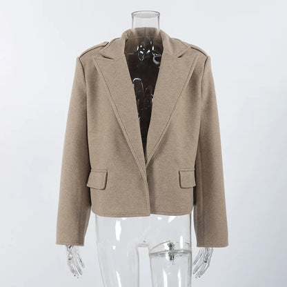 Women Wool Short Coats Jackets Blends Turn Down Collar Coat Thick Warm Y2k Streetwear Jacket Work Outerwear Autumn Winter