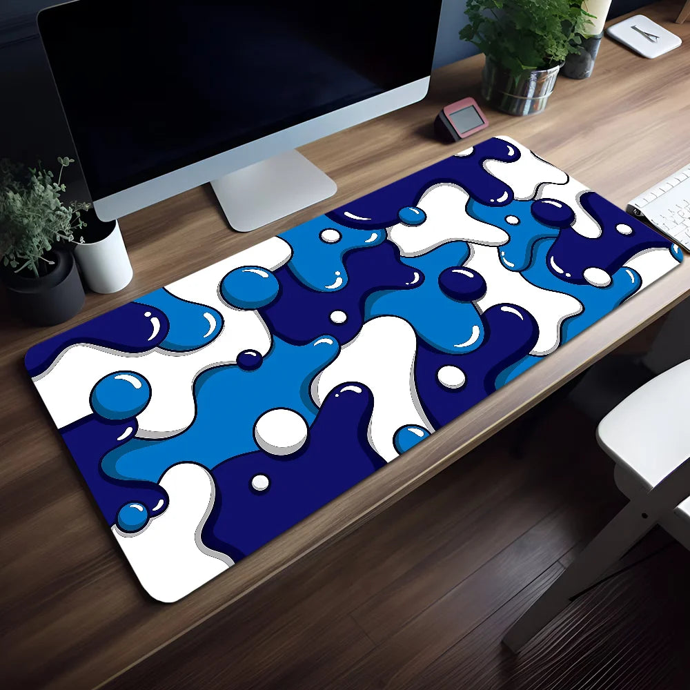 Mouse Pad MousePad Non-slip Lockedge Blue Art Office Student Gaming Thickened Large Writing Pad Wave Cushion