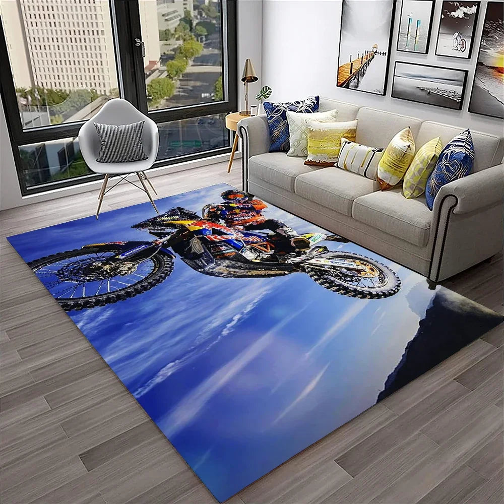 Off Road Motorcycle Racing Moto Carpet Rug for Home Living Room Bedroom Sofa Doormat Decor,Kid Play Area Rug Non-slip Floor Mat