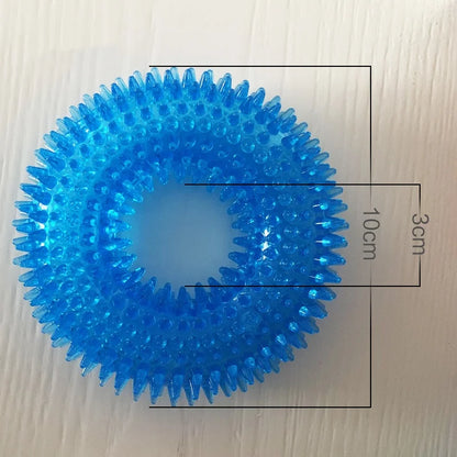 Spiky Ring Tire Dog Chew Toy Squeaky Sound Durable TPR Material Pet Teeth Grinding Cleaner Interactive Molar Toy for Dogs