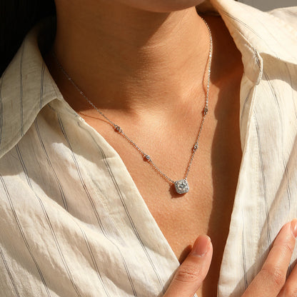 MODIAN Moissanite Necklace for Woman Wedding Fine Jewely with Certificates 925 Sterling Sliver Square Classic Pendant Necklace