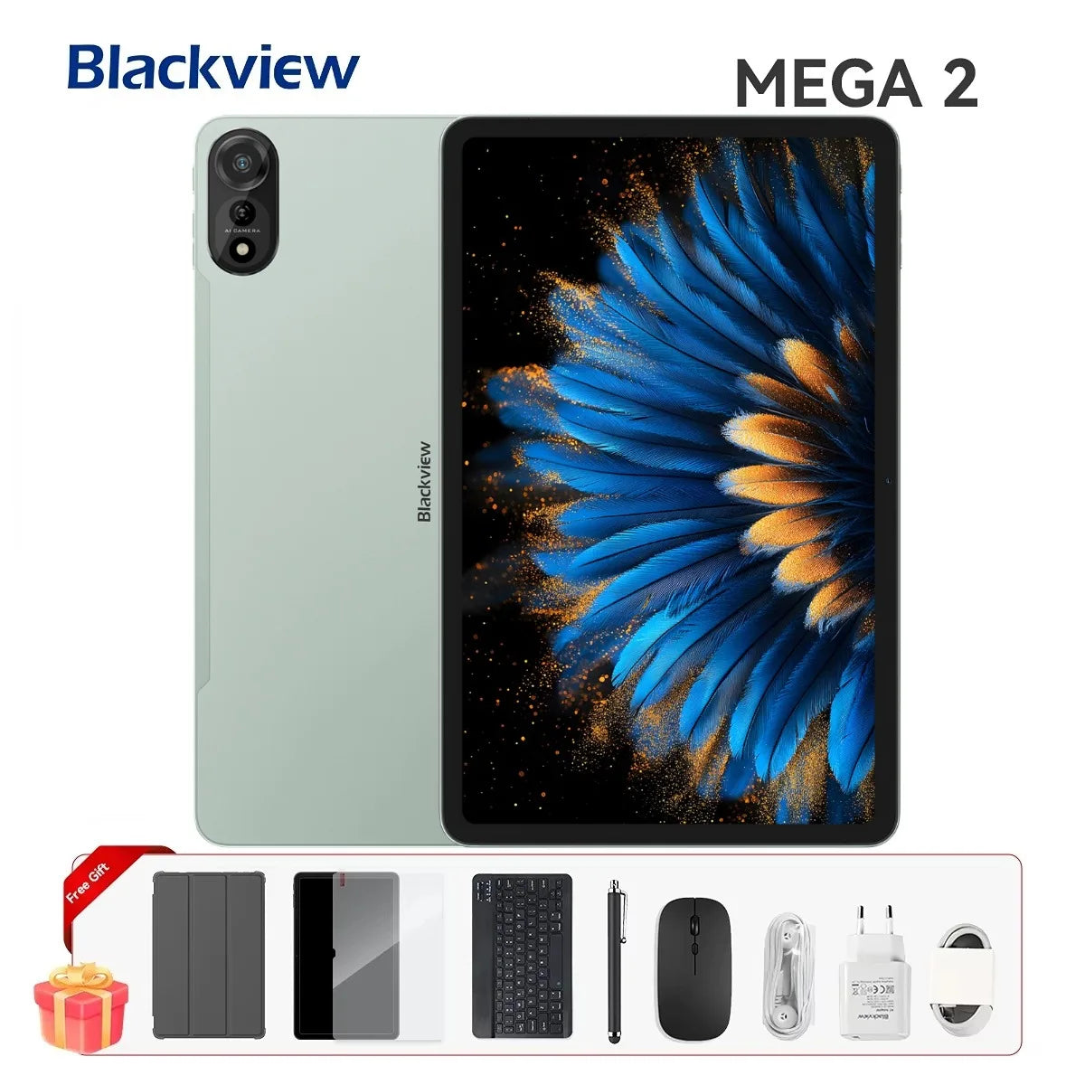 Blackview MEGA 2 Tablet PC Set With Keyboard, Mouse, Stylus, 12'' 2K Display 12GB+24GB RAM 256GB ROM, Android 15 Tablet, 9000mAh
