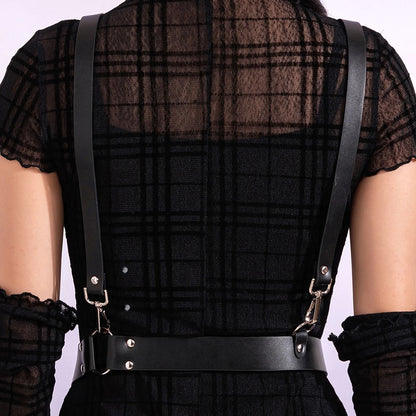 Women Fashion Leather Harness Waist Belt Studded & Buckle Decor Punk Harness Belt For Daily Life Gothic Clothing Accessories
