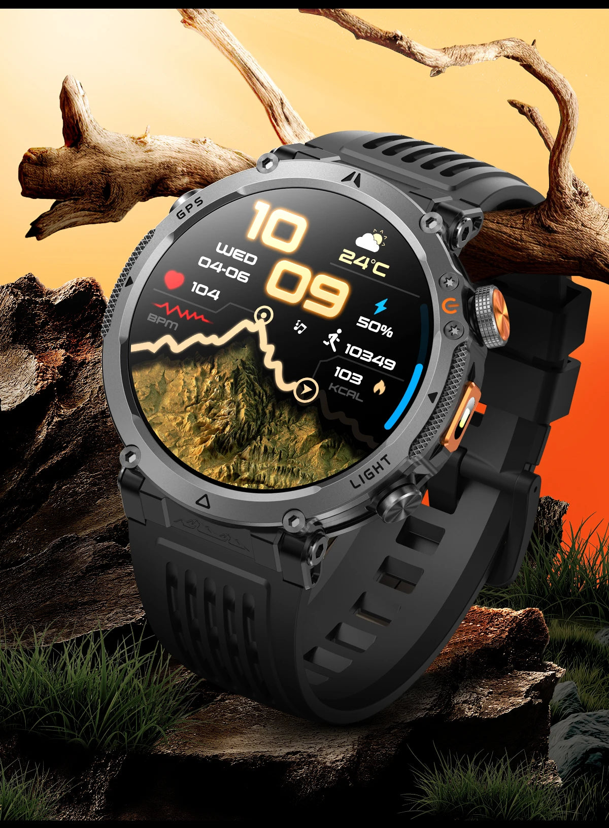 COANR2026 New Military Smart Watch 850mAh Battery GPS trace Compass 3ATM Waterproof Tactics Sport Flashlight call SmartWatch Men