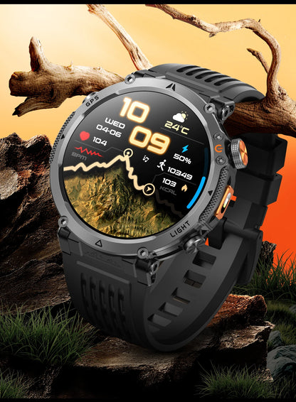 COANR2026 New Military Smart Watch 850mAh Battery GPS trace Compass 3ATM Waterproof Tactics Sport Flashlight call SmartWatch Men
