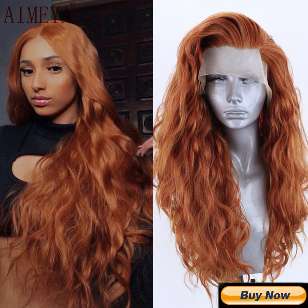 AIMEYA Blue Hair Lace Wig Synthetic Straight Wigs for Women Lace Frontal Wig Natural Hairline Cosplay Party Wigs Heat Resistant