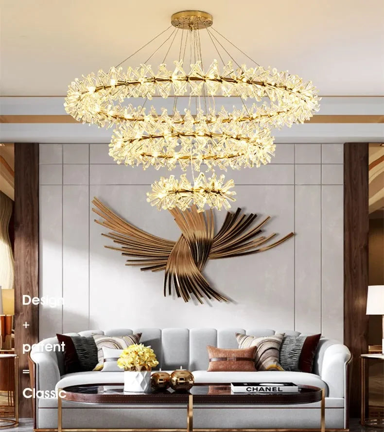 French crystal chandelier, romantic firefly, snowflake, light luxury, modern creativity, warm bedroom, dining room chandeliers