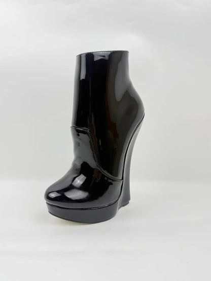 18CM Ultra High Heel Wedges Ballet Boots Pointed Toe Sexy Ankle Women Boots Plus Size 36-46 Black Size Zip Unisex Cosplay Shoes