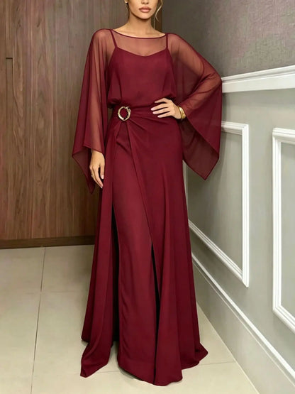 SUMMER NEW WOMEN'S JUMPSUIT SET, ELEGANT SOLID COLOR CAMISOLE JUMPSUIT TOP, PAIRED WITH A LONG WAIST CINCHED COVER FOR VERSATILE