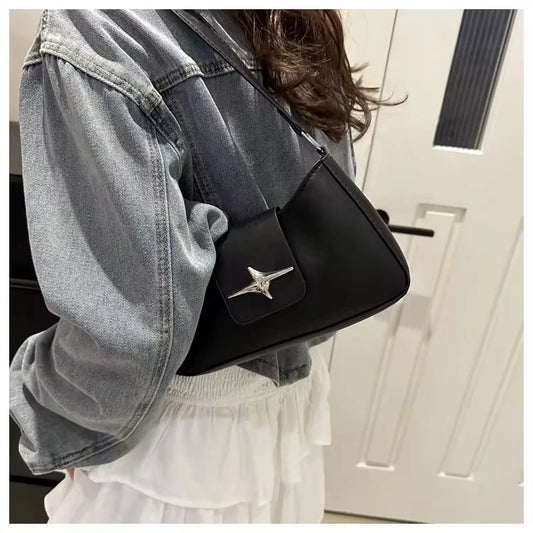 2025 Classic Y2K Small Purse Luxury Brand Female Handbags Vintage PU Leather Shoulder Bags for Women Daily Ladies Underarm Bag