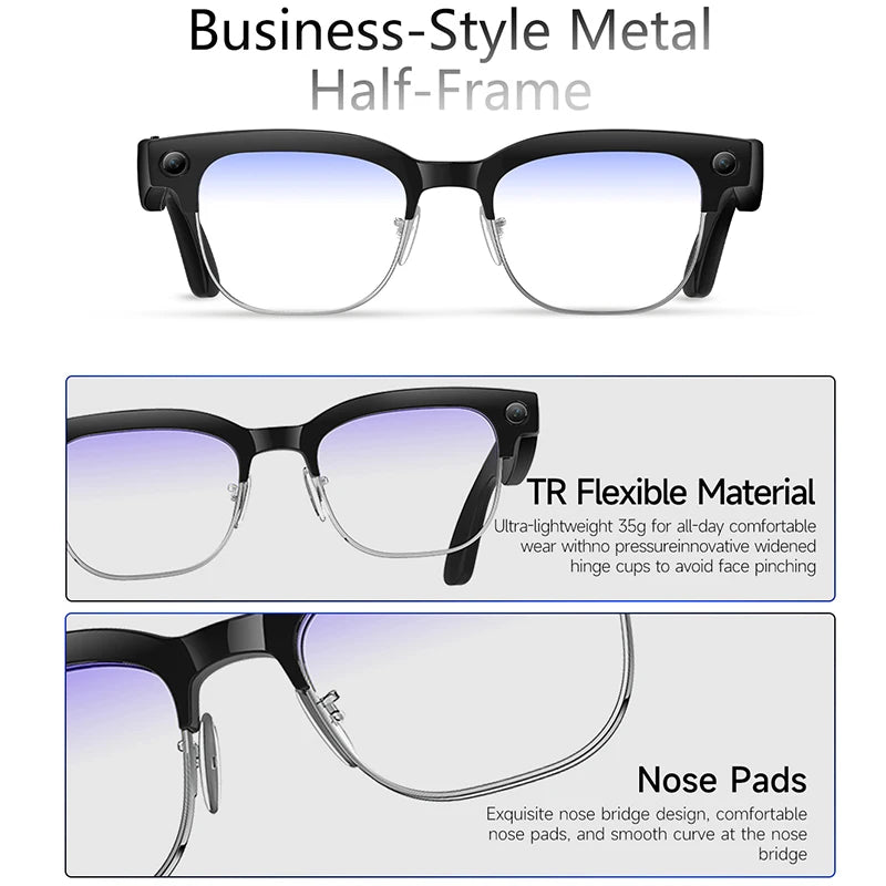 2026 New Smart AI Glasses AI Intelligent Translation 4K Ultra HD 8MP HD Camera AI Voice Wake-up Photo Recording AI Smart Glasses