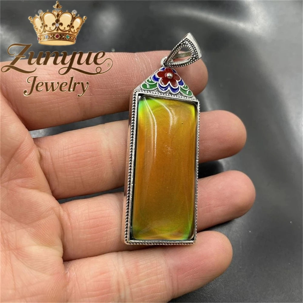 Natural Colorful Cat's Eye Stone Pendant Necklace Elegant Fashion Daily Wear Luxury Quality Fine Jewelry For Women Unisex Gift