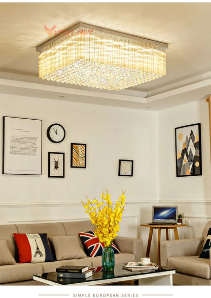 K9 Crystal Ceiling Lights LED Modern Lamps Luxury Chandelier Living Room Dining Bedroom Rectangle LED Lighting Hotel Mall Shop