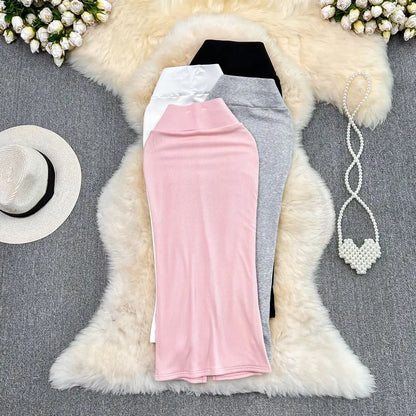 2026 Summer Fashion New Women's Elegant Design Sensual Hip Hugging Half Length Skirt Sexy High Waist Mid Length Fishtail Skirt